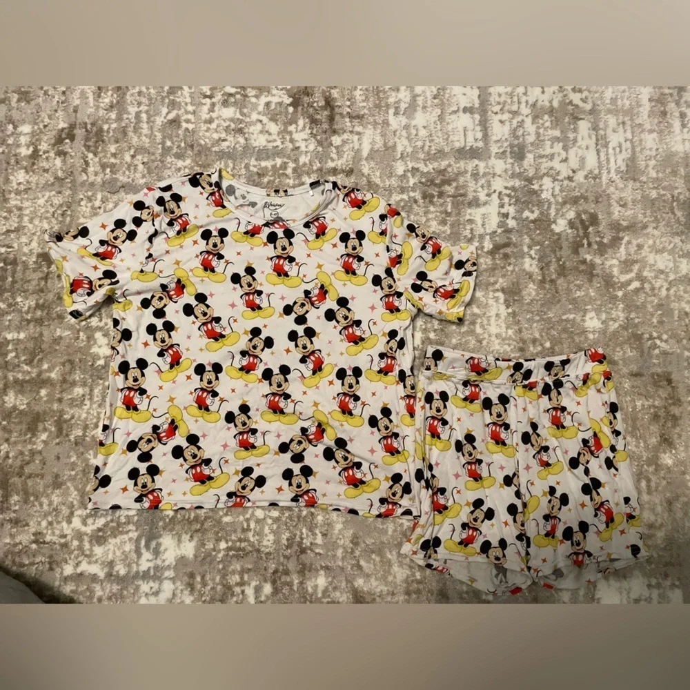 Weiwei Mickey Mouse Bamboo Kids Pajama Set - White and Yellow size 5/6